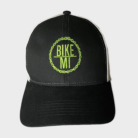 Stout Cap America Black & White Bike Michigan Snapback Baseball, Trucker Hat - Picture 1 of 9
